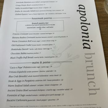 Apolonia - Brunch menu. 10-3 PM every weekday - Modern European Near Me - Chicago, Illinois