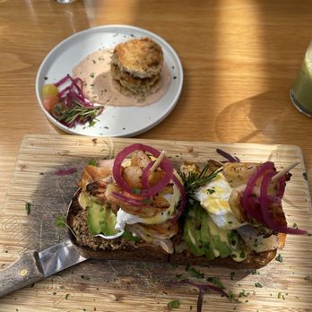 Outpost Kitchen - Salmon and shrimp Benedict - Breakfast & Brunch Near Me - Costa Mesa, California Outpost Kitchen - Salmon and shrimp Benedict - Breakfast & Brunch Near Me - Costa Mesa, California