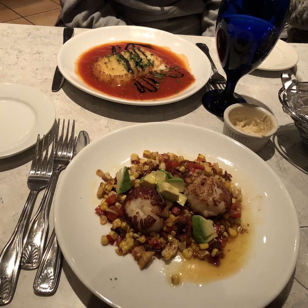 Aurora’s - Scallop appetizer in front. The fried mozzarella in back - Mediterranean Near Me - Fairfield, Connecticut Aurora’s - Scallop appetizer in front. The fried mozzarella in back - Mediterranean Near Me - Fairfield, Connecticut