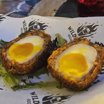 Wildfire Social - Scotch egg. When you cut into egg it was hard boiled and no sauce listed on menu - American Near Me - Mount Pleasant, Wisconsin Wildfire Social - Scotch egg. When you cut into egg it was hard boiled and no sauce listed on menu - American Near Me - Mount Pleasant, Wisconsin