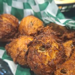 Large hushpuppies with crab inside