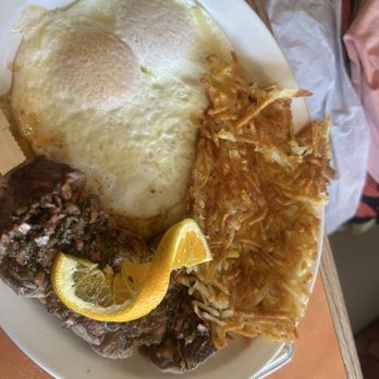 Original Breakfast House - Sirloin eggs Benedict's with House hash brown potatoes eggs over easy - Breakfast & Brunch Near Me - Phoenix, Arizona Original Breakfast House - Sirloin eggs Benedict's with House hash brown potatoes eggs over easy - Breakfast & Brunch Near Me - Phoenix, Arizona