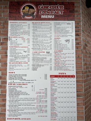 Menu photo 1 Casse Croûte d'en Haut Mont-Tremblant, QC Menu photo 1 Casse Croûte d'en Haut Mont-Tremblant, QC