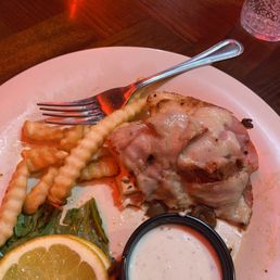 The chicken cordon bleu they serve. Chicken breast with ham and melted cheese.