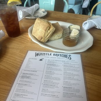 Whistle Britches - Plano - Biscuits jam, butter and menu - American Near Me - Plano, Texas