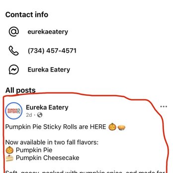 Eureka Eatery - No mention of certain locations carrying sticky rolls - Sandwiches Near Me - Monroe, Michigan