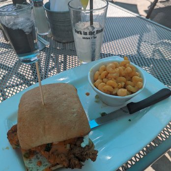 Fork in The Road - Buffalo chicken sandwich with Mac and cheese and a lemonade (freshly made in house) - American Near Me - Mukwonago, Wisconsin