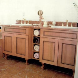 Infinite Quest Cabinetry - Regency vanity in colonial stain