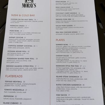 Moray's - Menu - New American Near Me - San Diego, California