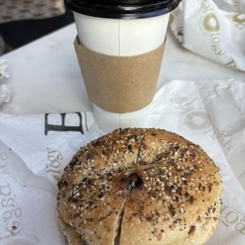 Bagelology - Everything bagel with scallion cream cheese, and a pumpkin latte! - Bagels Near Me - Frisco, Texas Bagelology - Everything bagel with scallion cream cheese, and a pumpkin latte! - Bagels Near Me - Frisco, Texas