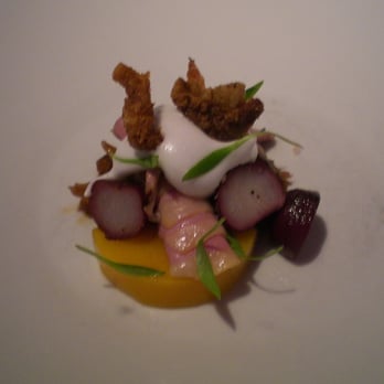 Alinea - Duck - mango, yogurt, pillow of juniper air - New American Near Me - Chicago, Illinois Alinea - Duck - mango, yogurt, pillow of juniper air - New American Near Me - Chicago, Illinois
