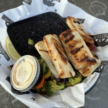 Bear Flag Fish - large seafood plate with veggies, beans and wahoo - Seafood Near Me - Huntington Beach, California Bear Flag Fish - large seafood plate with veggies, beans and wahoo - Seafood Near Me - Huntington Beach, California