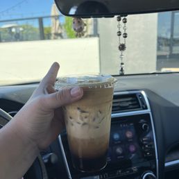 Ice brown sugar shaken espresso with vanilla cold foam. Ice brown sugar shaken espresso with vanilla cold foam.