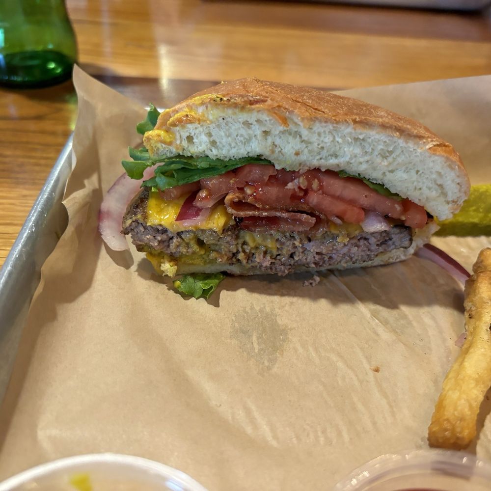 Timber Stone Grill - Sliced house burger! Really good! - New American Near Me - Hammondsport, New York Timber Stone Grill - Sliced house burger! Really good! - New American Near Me - Hammondsport, New York