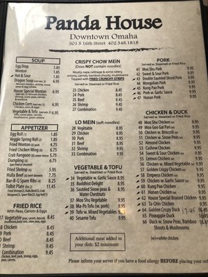 Menu photo 1 Panda House Omaha, NE