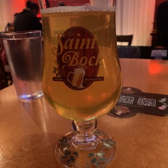 Le Saint-Bock - a glass of beer on a table - Brasseries Near Me - Montreal, Quebec