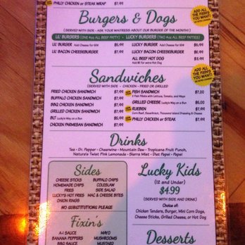 Lucky's Burger-N-Tap - ows the menu - Sports Bars Near Me - Asheboro, North Carolina Lucky's Burger-N-Tap - ows the menu - Sports Bars Near Me - Asheboro, North Carolina