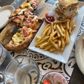 Farmer's Table - Farmers Pizza and Turkey Sandwich with fries - New American Near Me - La Mesa, California Farmer's Table - Farmers Pizza and Turkey Sandwich with fries - New American Near Me - La Mesa, California