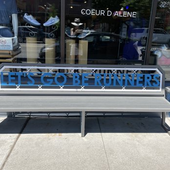 Fleet Feet - Let's go be runners! Love this bench! - Sports Wear Near Me - Coeur D Alene, Idaho Fleet Feet - Let's go be runners! Love this bench! - Sports Wear Near Me - Coeur D Alene, Idaho
