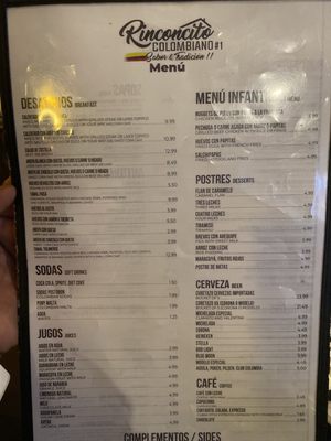 Menu photo 2 El Rinconcito Colombiano West Palm Beach, FL
