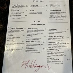 Mulligan's - Menu as of 9/6/25