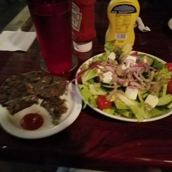 The Anchor - Mediterranean salad and black bean burger. $9 + $3 - Gastropubs Near Me - Wichita, Kansas