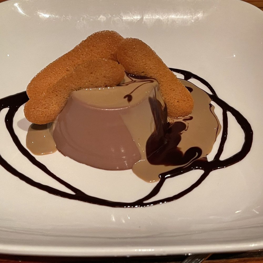 Chocolate Panna Cotta Espresso Crema and Lingua di Gatto