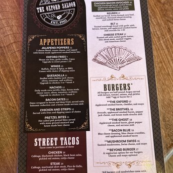 The Oxford Saloon - Menu - Bars Near Me - Snohomish, Washington