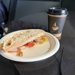 Bar Cavallino Cafe and S - Got my free home made Italian hot sandwich with Italian sweet peppers.