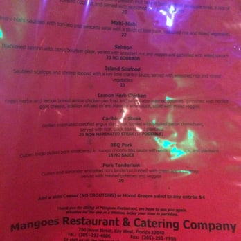 Mangoes - Gluten free menu - Seafood Near Me - Key West, Florida