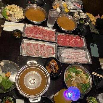 Shabuya - spicy miso broth, meats #1-4, peach/lychee soju cocktail - Soup Near Me - Milpitas, California Shabuya - spicy miso broth, meats #1-4, peach/lychee soju cocktail - Soup Near Me - Milpitas, California