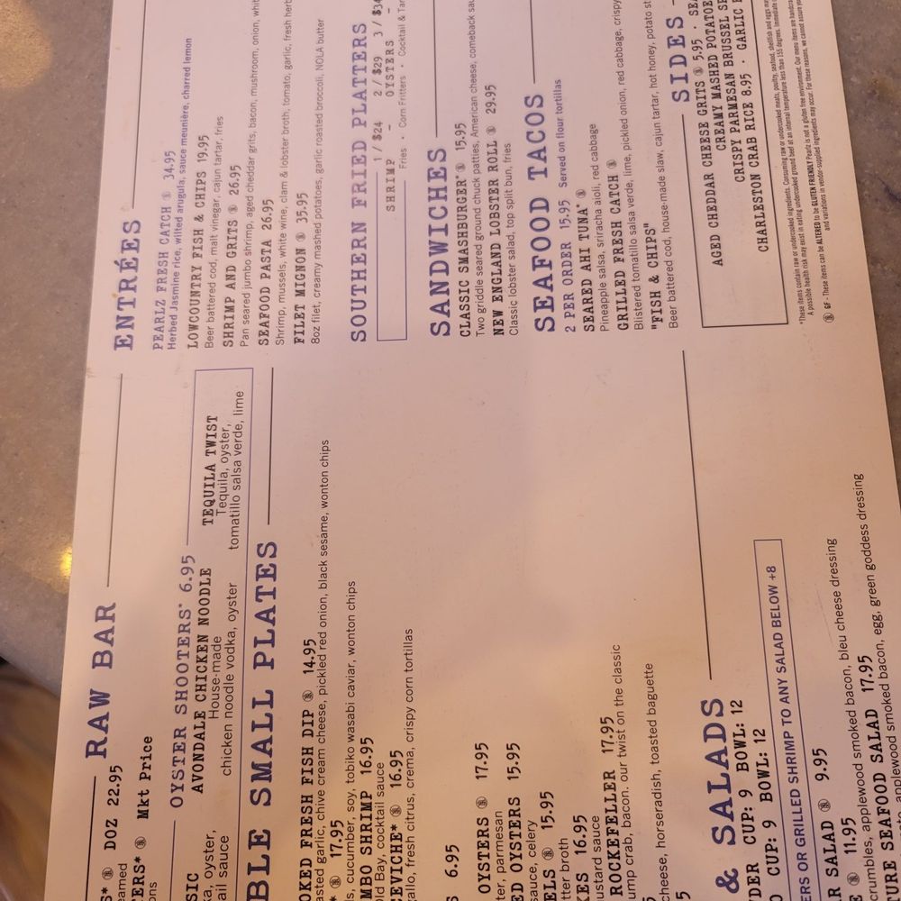 Pearlz - Menu - Seafood Near Me - Charleston, South Carolina Pearlz - Menu - Seafood Near Me - Charleston, South Carolina