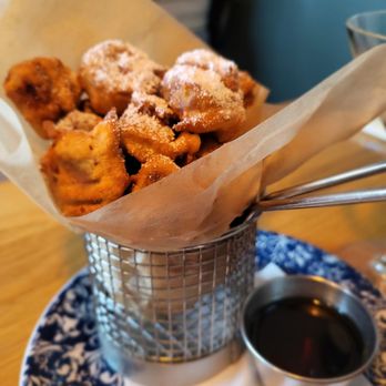 Farm Bar - Ravenswood - Dippy Dog Bites (sausage, battered and deep fried- served with maple syrup for dipping) - Salad Near Me - Chicago, Illinois Farm Bar - Ravenswood - Dippy Dog Bites (sausage, battered and deep fried- served with maple syrup for dipping) - Salad Near Me - Chicago, Illinois