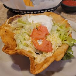 3 Amigos - Taco Salad- I was happy for the uncut tomato as I forgot to ask for no tomato, made it easy to give to wife