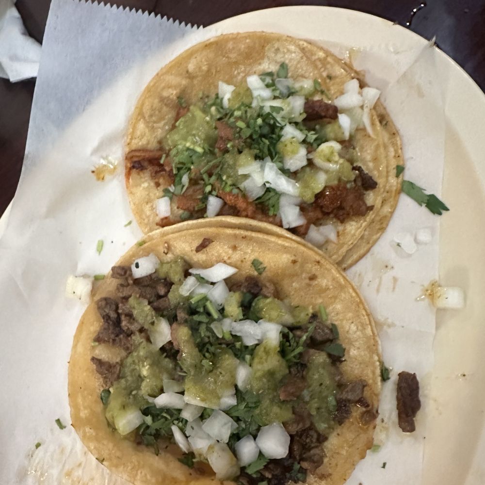 carne asada and al pastor taco carne asada and al pastor taco