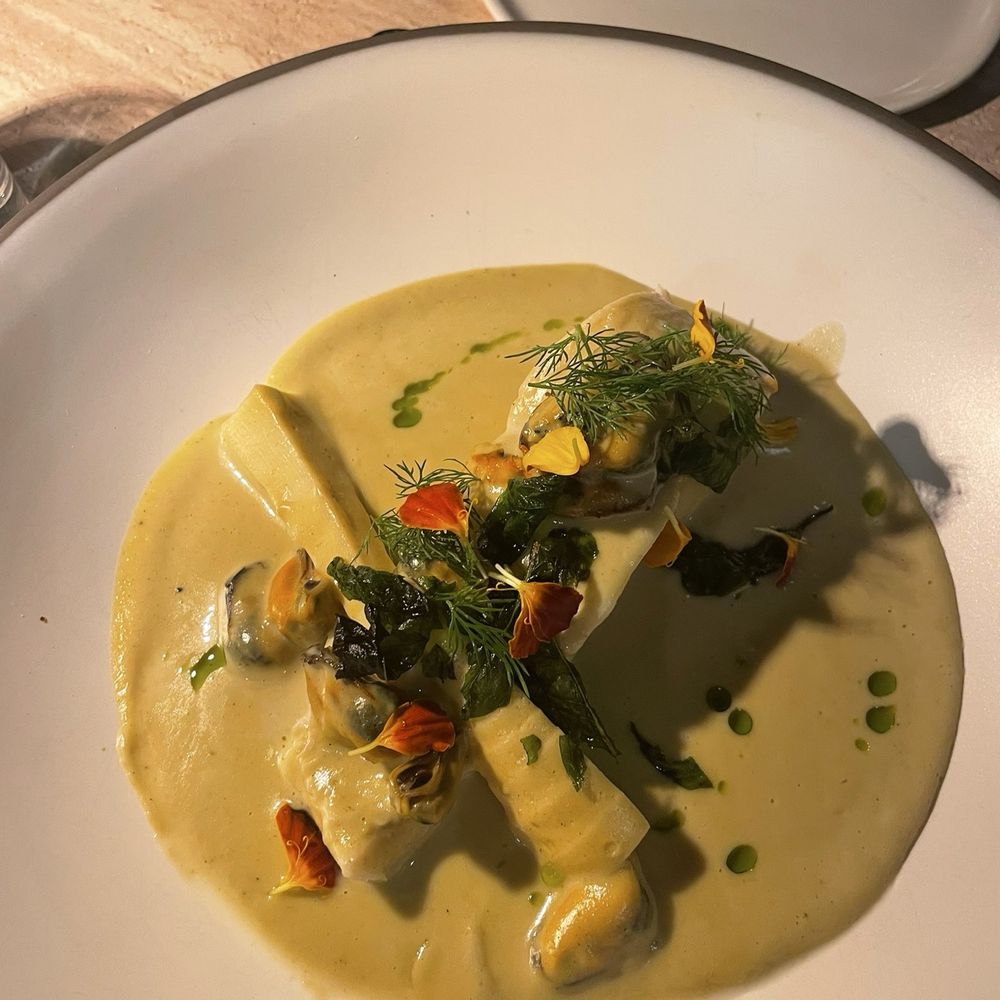 Peregrine - Halibut in curry sauce - American Near Me - Raleigh, North Carolina Peregrine - Halibut in curry sauce - American Near Me - Raleigh, North Carolina