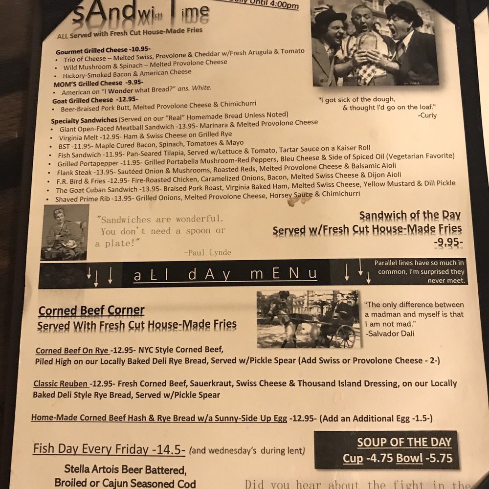 The Yelling Goat - Menu page 1 - Bars Near Me - Lancaster, New York The Yelling Goat - Menu page 1 - Bars Near Me - Lancaster, New York
