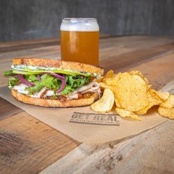 Get Real Sandwiches - Roast turkey, herbed chevre, fig jam, greens, sourdough