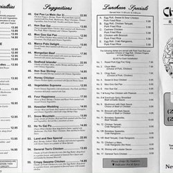 Chinaway Restaurant - Luncheon specials and more page