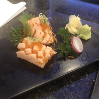 Edo Japan - This is a twist on sashimi where he adds a little salmon row - Japanese Near Me - Houston, Texas Edo Japan - This is a twist on sashimi where he adds a little salmon row - Japanese Near Me - Houston, Texas