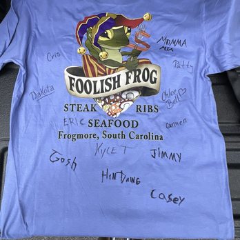 Foolish Frog - Signed T-shirt - Seafood Near Me - Saint Helena Island, South Carolina