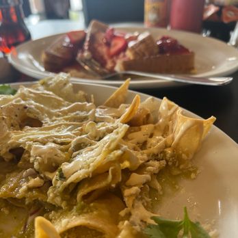The Brunch Cafe - Green Chilaquiles and strawberry French toast - Cafes Near Me - Anaheim, California The Brunch Cafe - Green Chilaquiles and strawberry French toast - Cafes Near Me - Anaheim, California