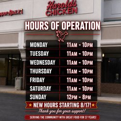 Harold's Chicken Shack - New Hours for the 183rd Harold's Chicken Location