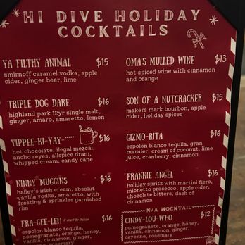 Hi Dive - Drink Menu - Dive Bars Near Me - San Francisco, California