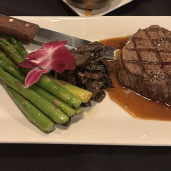 Aroma Restaurant - Filet mignon with asparagus and mushroom. - Desserts Near Me - Ben Lomond, California Aroma Restaurant - Filet mignon with asparagus and mushroom. - Desserts Near Me - Ben Lomond, California