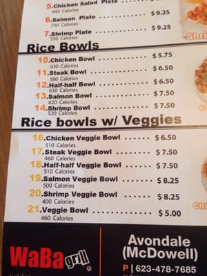 Menu photo 4 WaBa Grill Avondale, AZ