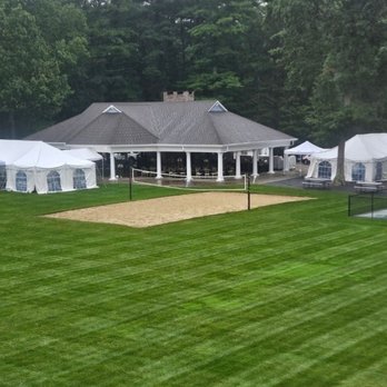 Taunton Rental - Aerial view of tents set up for daughter's wedding by Taunton rental - Party Supplies Near Me - Taunton, Massachusetts
