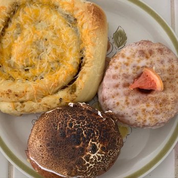 Bristol Doughnut - Grapefruit Brûlée, Lemon Meringue Bomboloni, and the Green Chili cheddar roll. - Coffee & Tea Near Me - Albuquerque, New Mexico Bristol Doughnut - Grapefruit Brûlée, Lemon Meringue Bomboloni, and the Green Chili cheddar roll. - Coffee & Tea Near Me - Albuquerque, New Mexico