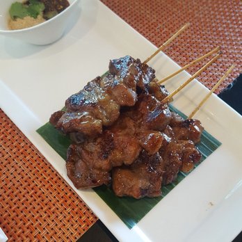 Jin Thai - Moo ping (sweet pork on skewers). Served with a spicy dipping sauce made with sweet soy sauce! - Thai Near Me - Chicago, Illinois