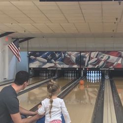 Riverfront Lanes - Kat bowling for the 1st time.